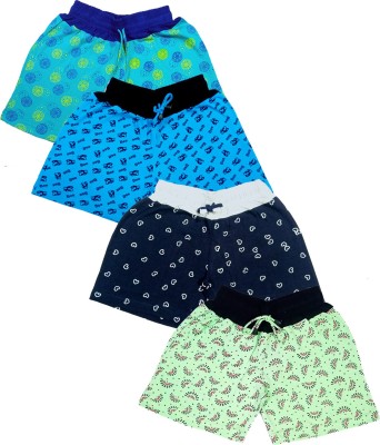 INDICRAFTS Short For Girls Casual Printed Cotton Blend(Green, Pack of 4)