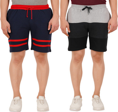 CHECKERSBAY Short For Boys Casual Self Design Cotton Blend(Multicolor, Pack of 2)