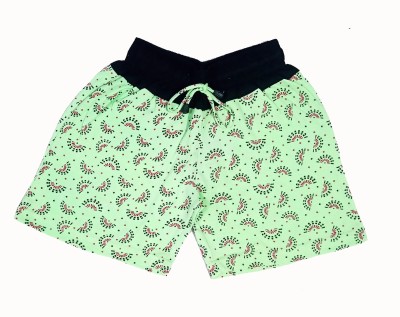 INDICRAFTS Short For Girls Casual Printed Cotton Blend(Light Green, Pack of 1)
