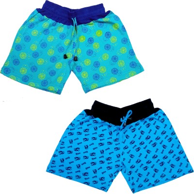 INDICRAFTS Short For Girls Casual Printed Cotton Blend(Green, Pack of 2)