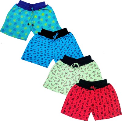 INDICRAFTS Short For Girls Casual Printed Cotton Blend(Green, Pack of 4)
