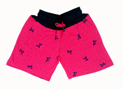 AMNOUR Short For Girls Casual Printed Cotton Blend(Pink, Pack of 1)