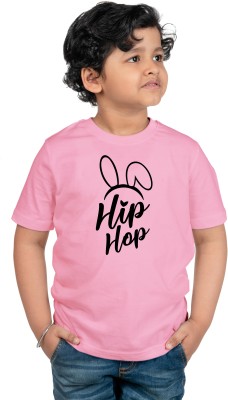 CHOMBOOKA Boys Typography, Graphic Print Pure Cotton T Shirt(Pink, Pack of 1)
