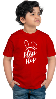 CHOMBOOKA Boys Typography, Graphic Print Pure Cotton Regular T Shirt(Red, Pack of 1)