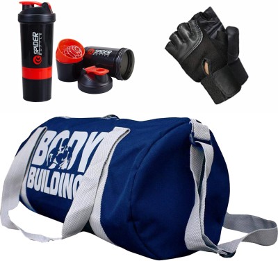 HMFURRYS FINEST Gym & Sports Duffle Bag Combo with weight lifting Gloves and 500ml Shaker Fitness Accessory Kit Kit