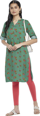 Rangmanch by Pantaloons Women Printed Straight Kurta(Green)