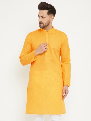 VASTRAMAY Men Solid Straight Kurta(Yellow)