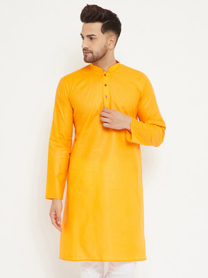 VASTRAMAY Men Solid Straight Kurta(Orange)