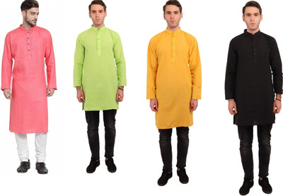 LDHSATI Men Self Design Straight Kurta(Multicolor)