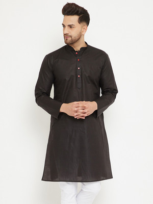 VASTRAMAY Men Solid Straight Kurta(Black)