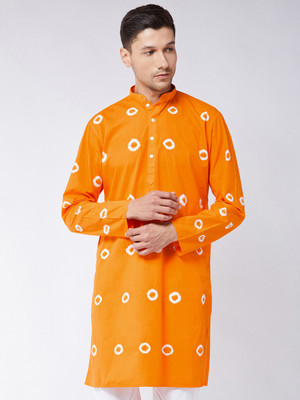 VASTRAMAY Men Printed Straight Kurta(Orange)