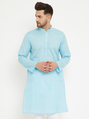 VASTRAMAY Men Solid Straight Kurta(Light Blue)