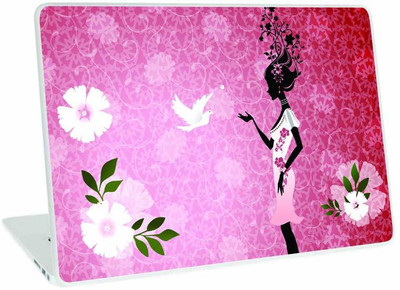 Galaxsia Floral Girl D2 Vinyl Laptop Skin/Sticker/Cover/Decal Compatible vinyl Laptop Skin Compatible for 15.6 inch(Theme: Illustrations)