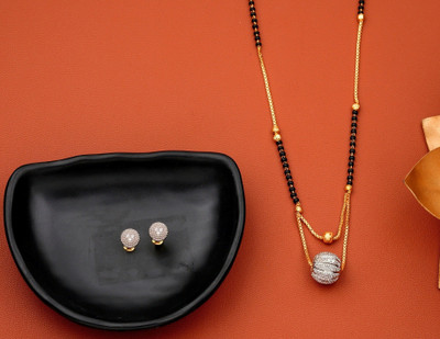 Vraj india Alloy Gold-plated Black, Gold Jewellery Set(Pack of 1)