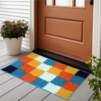 RM Handloom Microfiber Door Mat(Multicolor, Free)