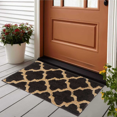 RM Handloom Microfiber Door Mat(Grey, Brown, Free)