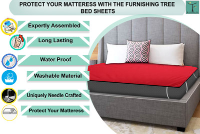 The Furnishing Tree Elastic Strap Single Size Waterproof Mattress Cover(Red)