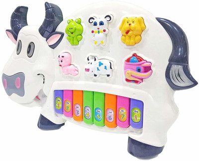 TERN Musical Light & Sound Cow Piano Toy for Kids | Beautiful Cow Design with 3 Modes(Multicolor)