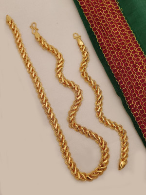 sakariya imitation CHAIN AND BRACELET COMBO Gold-plated Plated Alloy Chain Set