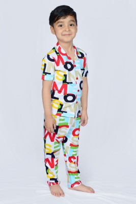 3BROS Boys & Girls Printed Multicolor Night Suit Set