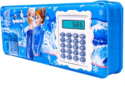 CDT Frozen Calculator Magnetic Art Plastic Pencil Box(Set of 1, Blue, Multicolor)