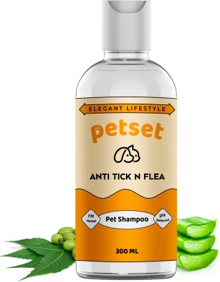 Elegant Lifestyle Petset Anti Tick n Flea Pet Shampoo Boost Volume for Smooth Hair, pH Balanced, Flea and Tick, Hypoallergenic, Anti-microbial Aloe Vera, Neem Dog Shampoo(300 ml)