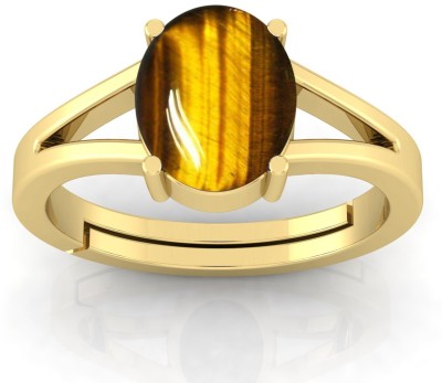 RSPR Certified 9.25 Ratti Tiger Eye/Tiger Stone Ring in Panchdhatu Men's and Women's Brass Ring