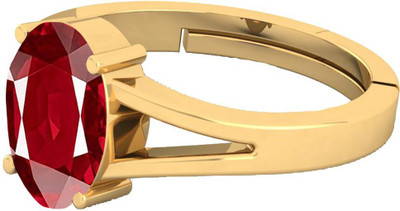 barmunda gems 4.25 -4.50 Ratti Ruby Manik Stone Panchdhatu Ring Brass Ruby Rhodium Plated Ring