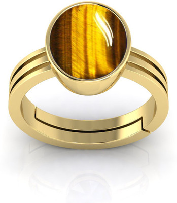 RSPR Certified 9.25 Ratti Tiger Eye/Tiger Stone Ring in Panchdhatu Men's and Women's Brass Ring
