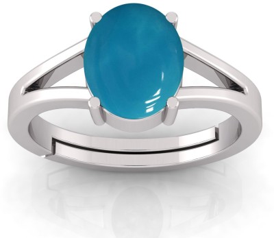 RSPR Firoja Stone Panchdhatu Adjustable 9.25 Ratti Origional and Certified Metal Turquoise Silver Plated Ring