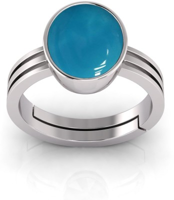RSPR Natural Firoja Stone Panchdhatu Adjustable 9.25 Ratti Origional and Certified Metal Turquoise Silver Plated Ring