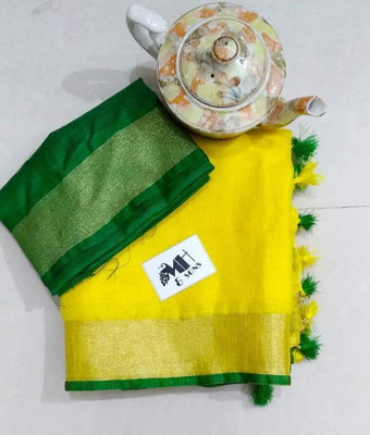 govind handloom Woven Bollywood Cotton Linen Saree(Multicolor)