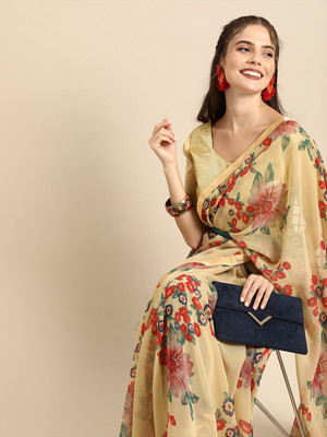 Kashmora Embellished Daily Wear Georgette Saree(Cream)