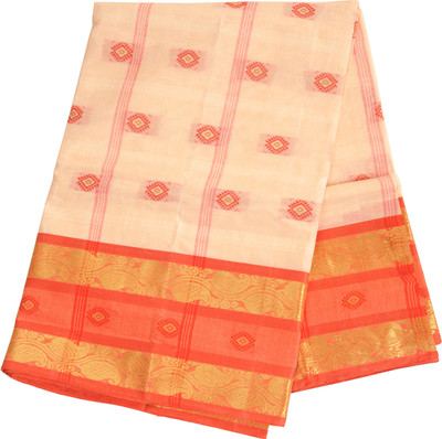 RAJ SAREE HOUSE Self Design Tant Cotton Blend Saree(Cream)