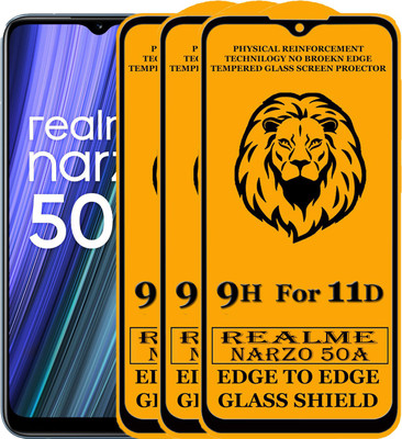 SEVEN7STAR Edge To Edge Tempered Glass for Realme Narzo 50A(Pack of 3)