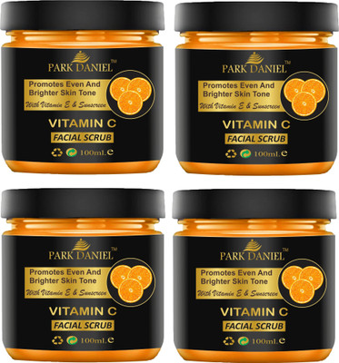 PARK DANIEL Vitamin C Facial Scrub For Smooth And Brighter Skin Pack of 4 of 100 ML Scrub(400 ml)