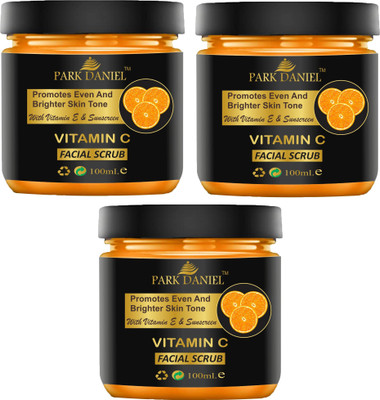 PARK DANIEL Vitamin C Facial Scrub For Smooth And Brighter Skin Pack of 3 of 100 ML Scrub(300 ml)