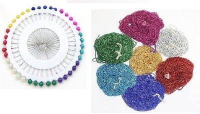 Kunfaya 40pc Head Pins + 7 Colors Ball Chain 1.5mm ( 2 M each ) Sewing Kit