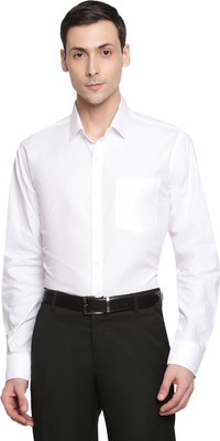 Copperline Men Solid Formal White Shirt