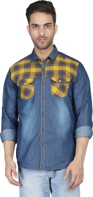 KUONS AVENUE Men Solid Casual Blue, Yellow Shirt