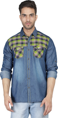 KUONS AVENUE Men Solid Casual Green, Blue Shirt