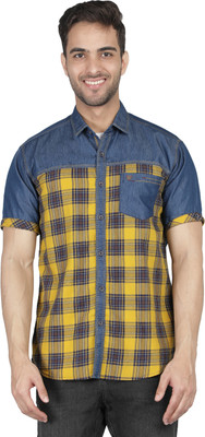 KUONS AVENUE Men Checkered Casual Yellow Shirt