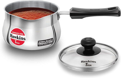 Hawkins Stainless Steel Tpan 1.5L with Glass lid 1.5 L Inner Lid Induction Bottom Pressure Pan(Stainless Steel)