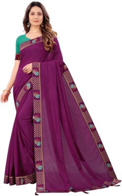 AARYANFAB Printed Bhagalpuri Pure Silk Saree(Purple)