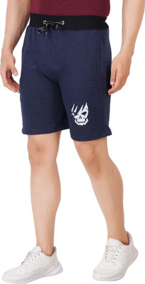 Just Live Fashion Printed Men Dark Blue Casual Shorts