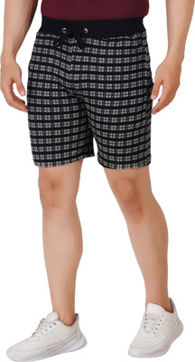 Just Live Fashion Checkered Men White Casual Shorts