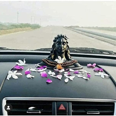 ADIYOGI Lord Adiyogi Mahadev Shiv Shankara Showpiece Idol Murti Statue for Car Dashboard Decorative Showpiece  -  5 cm(Polyresin, Black)