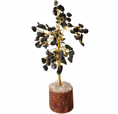 Multiagate Natural Black Tourmaline Tree 100 Chips Beads Crystal Stone Decorative Showpiece  -  19 cm(Crystal, Stone, Black)