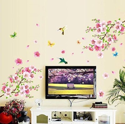 JAAMSO ROYALS 90 cm Cherry Blossoms and Birds Kids Vinyl Wall Decals Wall sticker ( 90 CM x 60 CM) Self Adhesive Sticker(Pack of 1)