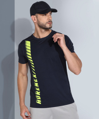 Adrenex Printed Men Round Neck Blue T-Shirt
